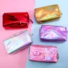 Sacos de cosméticos portáteis coloridos de laser impermeável As mulheres compõem a bolsa da bolsa do plutônio da bolsa do plutônio da caixa de higiênico