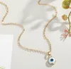 Halskette mit Anhänger „Türkisches böses blaues Auge“ für Frauen und Mädchen, goldfarben, Glaskante, Charm, Schlüsselbeinkette, Choker-Halsketten