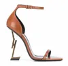 Whoelsale marques designer sandales d'été femmes talons hauts sandales pompes Opyum 110 sandale en cuir noir cuir verni pompe bout ouvert talon mince