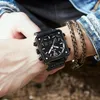 Wristwatches Luxury Square Watch Men Original Sport TOP Brand KADEMAN Dual Display 3ATM Tech Leather Casual Male Clock Hect22