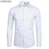 Men's Top Quality Dress Shirts Fashion Slim Fit Long Sleeve Men Black White Formal Button Up Chemise Homme 220323