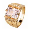 Vintage FDLK Royal Family Naturkristall Blauer Kristall Ring Goldfarbe Herren Ehering Größe 7 8 9 10 11 12 13 14262H
