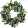 Fleurs décoratives couronnes simulation herbe Garland Decor Decoration Eucalyptus couronne pastorale rustique American Wedding Wall Pendant Decode