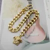 Fashion Designer Necklace V Letter Pendant Banshee Medusa Head 18K Gold Plated Womens VE034