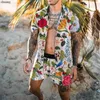Chemises décontractées pour hommes Beach Fashion Butterfly Wind Print Ensembles de deux pièces pour hommes Chemise à manches courtes et short à cordon Costumes Male OutfitMen '
