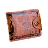 Portefeuilles Hommes Portefeuille Dollar Prix Texturé Pu Cuir Porte-Carte À Glissière Mini Porte-Monnaie Hasp Trifold