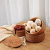 1PC Round Natural Rattan Coasters Bowl Pad Handmade Padding Cup Mats Insulation Placemats Table Kitchen Decoration Accessories W220406