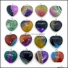 Konst och hantverk 20mm Rainbow Stripped Agate Stone Love Heart Charms H￤ngen Trendiga f￶r smycken Making Wholesal Sports2010 DHV8P