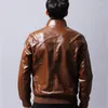 Herrjackor 2022 Brand Men's Leather Pu Motorcykel för manlig casual slitage Ytterkläder