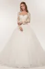 Elegant Long Sleeve Lace A Line Wedding Dress For Bride Sheer Jewel Neck Church Wedding Gowns Court Train Ivort Tulle Country Bridal Dresses 2022 Vestidos