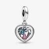 925 Sterling Silver Family Spinning Heart Globe Dangle Charm Bead Fits Pandora Style Bracelet