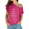 قميص طباعة مخصصة للنساء DIY لك كـ P O أو TOP T Shirt Femme Skew Skew Cross Size S 5XL 220614