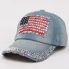 アメリカの国旗レトロなカウボーイハットファッションデザイナーダイヤモンドの散らばらめピークキャップ調節可能な屋外旅行Sun Hats GCE13766
