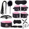 Nxy Sm Bondage 10 7 Pcs Restraints Kits Bdsm Sex Handcuffs Whip Anal Plug Mouth Gag Eye Mask Erotic Toy for Couples Adult Game 220423