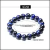 Beaded Strands Bracelets Jewelry Blue Tiger Eye Buddha Bracelet Natural Stone Round Beads Elasticity Rope For Men Women High Quality 6Mm 8M
