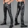 Mens Pants Motorcycle Faux Leather Men Black Fashion Pu Male Trousers Street Brand Designer Soft Casual Stretch Pantsmens