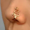 16 stylów małe miedziane fałszywe pierścienie nosowe dla kobiet bez przekłuwania uszu pozłacane nakładki na nos mankiet Stud dziewczyny Fashion Party biżuteria