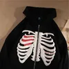 Fashion Y2k Hoodies Women Gothic Black Zip Up Oversized Sweatshirt Ladies Retro Harajuku Hooded Jacket Streetwear293o