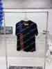 22ss Men Designers t shirts tee Gradient Plaid print short sleeve Man Crew Neck paris Streetwear white black xinxinbuy XS-L