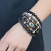 Handbundna läderarmband Evil Charm Eye Multilayer Wrap Armband Set Bangles Cuff armband för män Fashion Jewelry Gift