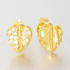 18K Sarı Altın Kaplama Parlayan Yapraklar Saplama Küpe Orijinal Kutu Pandora 925 Gümüş Kadın Kızlar Parti Hediye Küpe Seti