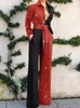 Elegant knapp glans lapptäcke jumpsuit mode lapel snörning lady office romper vintage high street smala fickkvinnor spelningar 220705