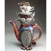 Художественная статуя чайника ручной работы Дьявол, кошка, рыба, птица, творческий домашний рабочий стол, украшение для сада из смолы, индивидуальный подарок 220706274q