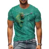 Moda erkekler yaz eğlenceli tişört sevimli komik kurbağa grafikleri 3d baskı kısa kollu gündelik harajuku tarzı sokak giyim
