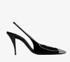 المرأة الفاخرة المرأة السوس الصنادل أحذية مضخات slingback براءات الاختراع جلد اصبع القدم معدنية كاب سيدة الأزياء عالية الكعب الراحة المشي EU35-40.Box