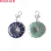 WOJIAER Pendant Trendy Natural Stone Pink Crystal Safety Button Donut Charm Jewelry BO977