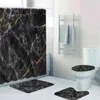 Siyah altın mermer banyo duş perdesi paspas seti kaymaz halı halı banyo tuvalet banyo banyo aksesuarları dekor 210402