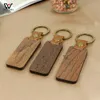 Porte-clés en bois bricolage pour hommes femmes porte-clés en bois porte-clés carré rond copeaux de bois porte-clés en cuir PU