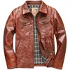 Men's Leather & Faux Retro Cowhide Oil Wax Jackets Western Farmer Genuine Multi Pockets Slim Fit Coat For Male