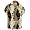 Men's Casual Shirts Men's Hawaiian Short Sleeve Camicias Single Button Loose Oversize Shirt 3D Gold Necklace Printed Holiday TopMen's