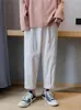Calça masculina de rua coreana masculina largura cor de cor de algodão sólido Homem de tamanho grande