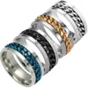 Ångestring Fashion Spinner Chain Ring For Men Gold Black Silver Rostfritt stål Kedja Partihandel Mens smycken