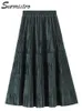 Surmiitro super kwaliteit fluwelen lange rok vrouwen herfst winter Koreaanse stijl Mid-length hoge taille geplooid Midi vrouw 220317