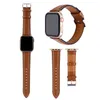 Luxury Leather Band för Apple Watch Strap 41mm 45mm 44mm 42mm 40mm 38mm armband iWatch Series 7 6 5 4 3 Belt Loop Watchband Accessories