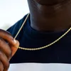 Łańcuchy Złoty kolor skręcony łańcuch liny naszyjniki dla mężczyzn raper hiphopowy 3 mm stal nierdzewna Choker minimalistyczna biżuteria