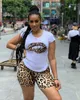 Women's Tracksuits Plus Size Tracksuit Women Two Piece Sets Leopard Lip T-shirt Top and Shorts Sweat Suits Summer Beach Wear Casual 2 Piece Outfits