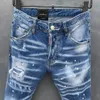 Jeans masculinos clássicos Hip Hop Hosen Stylist Jeans Distressed Ripped Biker Jean Slim Fit Motorrad-Denim-Jeans232v