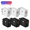 Chargeur de type C 18W EU US UK Ac Quick PD QC3.0 Adaptateur de chargeurs muraux pour Iphone 11 12 Pro Max Samsung Tablet PC