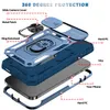 Military Slide Camera Kickstand Phone Cases for iPhone 14 13 12 11 Pro Max XR XS 7G 8 Plus S21 S22 Ultra A51 A52 A53 S20 FE Defender Hybrid TPU PC Shockproof Case 3 in 1