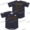 Xflsp 16 Shohei Ohtani Japon Samurai Noir Blanc Stripe Pinstriped Film Baseball Jersey Double Cousu Nom et Numéro Expédition Rapide