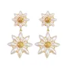 Dangle & Chandelier New Metal Flower Women Earrings Exaggerate Handmade Pearl Personality Drop earrings