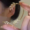 Clip-on & Screw Back Non-Piercing Crystal Leaves Ear Clips Leaf Cuff For Women Fashion Gold Silver Color Cubic Zirconia Clip Earri2167