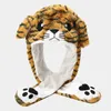 Feanie/crânio Caps desenho animado Tigre Hat feminino Feio de inverno Pluxh Moving Ears Earflaps Toy móvel para mulheres Presente de aniversário para meninas Delm22