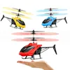 Kids brinquedos mini drone rc voando aviões de helicóptero com controle remoto Indução de suspensão LED luz para crianças meninos 220321