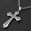 Pendant Necklaces Fitness Stainless Steel Silver Color Jesus Cross Fashion Men's Boy's Jewelry Necklace Free Box Link ChainPendant