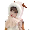 Caps & Hats Cute Antlers Beer Ear Hat Warm Plush Beanies Windproof Children's Novelty Fleece Casual Scarf Fashion Cap Winter Women R9N5C